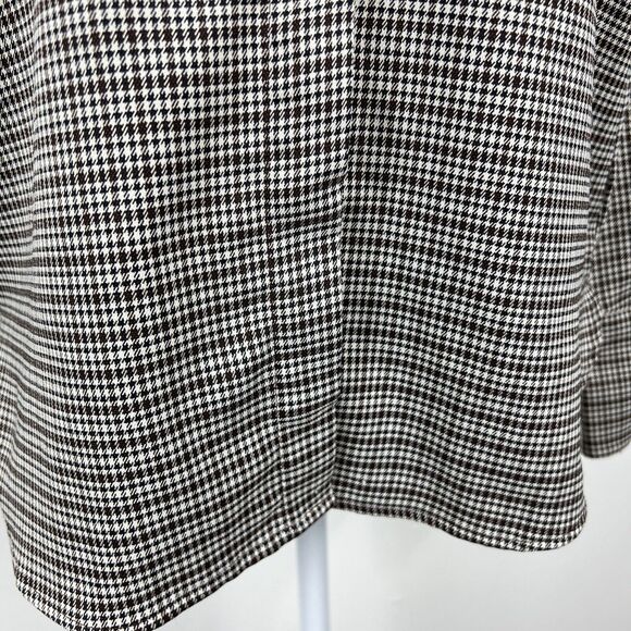 Maison de Roem Button Up Top Women Medium Black Houndstooth Long Sleeve Ruffled - Picture 8 of 15